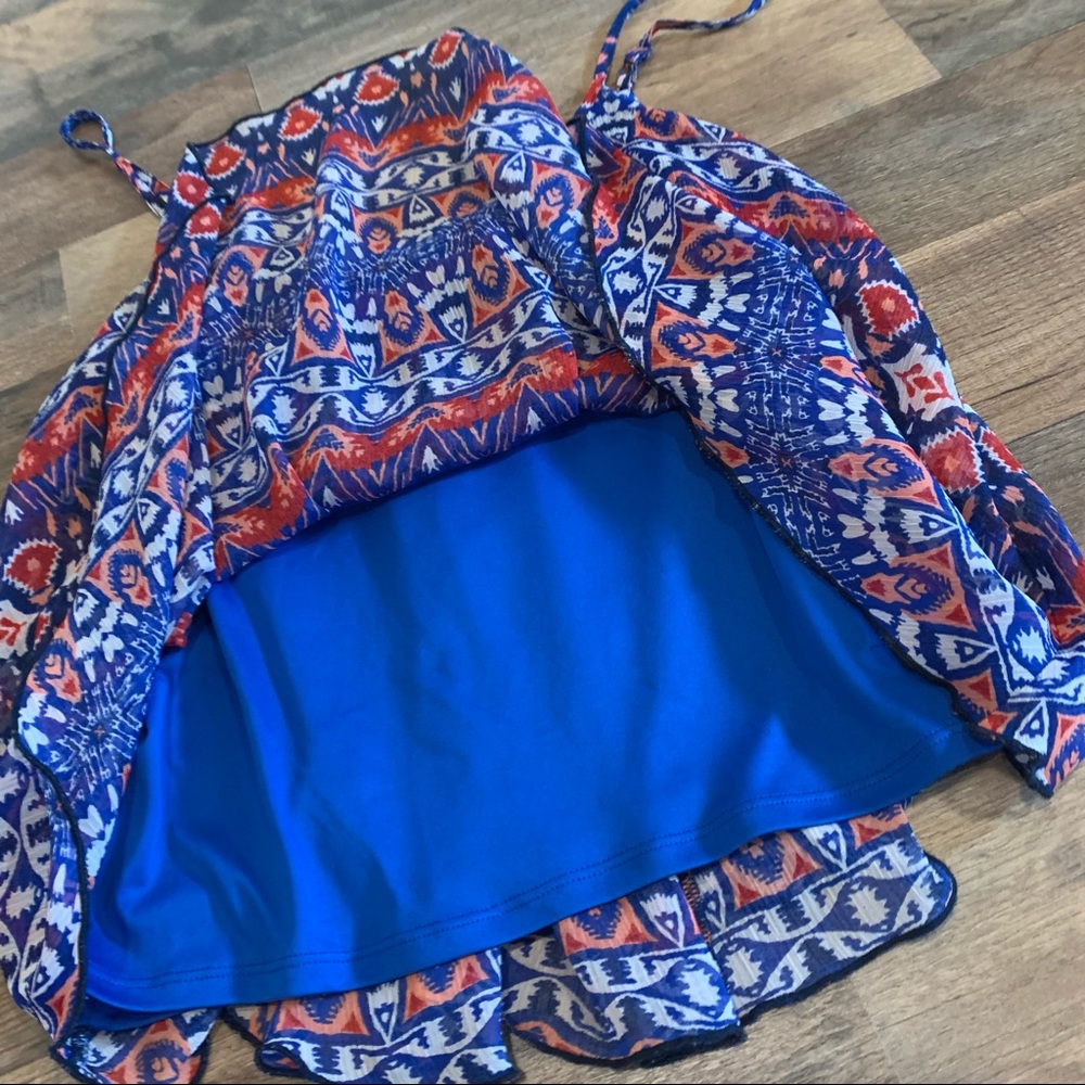 Express Aztec Tribal Pattern Flounce Summer Cami - image 2